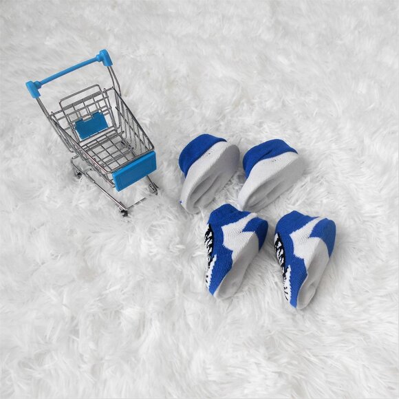 Nike Jordan Infant Booties 2 Pack Baby Newborn 0-6 Mo Blue String Design - Picture 5 of 13